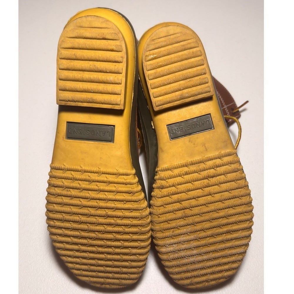 Lands' End Duck Boots Women's 9B Brown Leather Waterproof Lace Up Yellow Eu 40 - Picture 6 of 11
